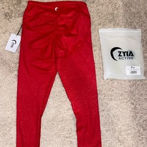 Zyia Red Leopard Scruchy Light N tights.